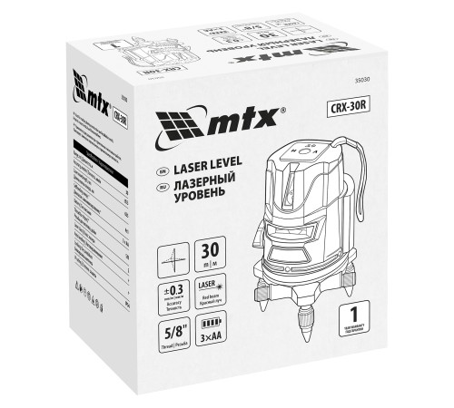 Лазерный уровень CRX-30R, 30 м, красный луч, батарейки, резьба 5/8 Лазерный уровень CRX-30R, 30 м, красный луч, батарейки, резьба 5/8