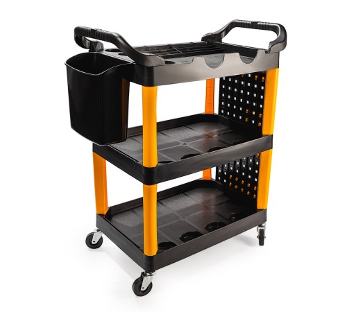 RUNTEC RT-PP3 Тележка с тремя открытыми полками (перфорированная боковина с крючками), черная