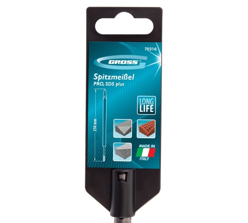 Зубило пикообразное 250 мм, Pro, SDS Plus Gross