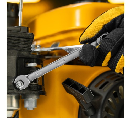 Ключ комбинированный трещоточный, 10 мм, CrV, матовый хром Denzel