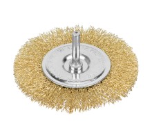 Щетка для дрели 100 мм, плоская со шпилькой, латунированная витая проволока Matrix