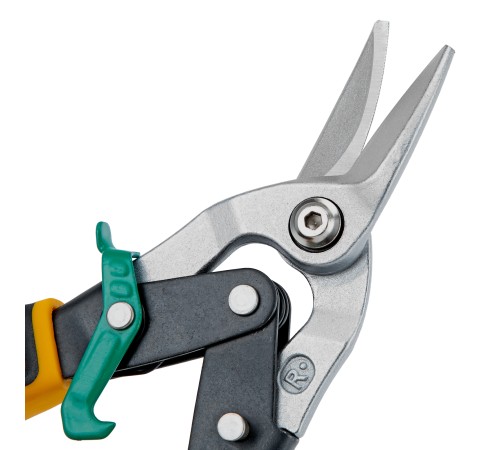 Ножницы по металлу, 270 мм, прямой и правый рез, сталь-СrMo, трехкомпонентные рукоятки Denzel