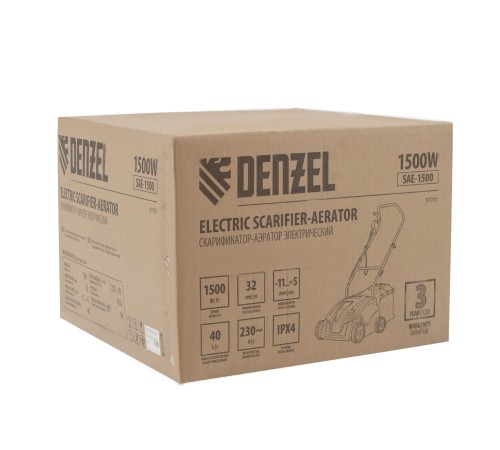 Скарификатор-аэратор электрический SAE-1500, 1500 Вт, -11/+5 см, 32 cм Denzel