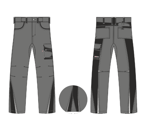 Брюки ProfLineLeader (тк.Хлопок/Спандекс,260), серый/черный