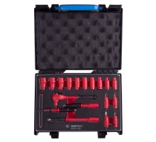 Набор торцевых диэлектрических головок с принадлежностями 1/4", шестигранные, 5-14 мм, 18 предметов KING TONY 25VE01MRV