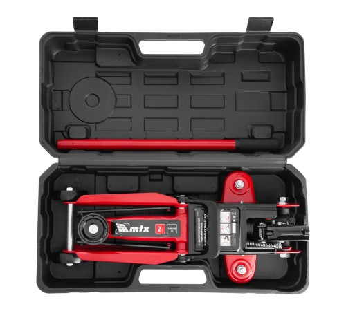 Домкрат гидравлический подкатной, 2 т, 140-340 мм, в пласт. кейсе MTX