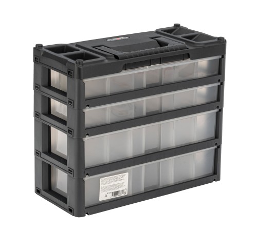 Органайзер для хранения с выдвижными лотками 310х150х260мм, 4 секции, пластик Stels