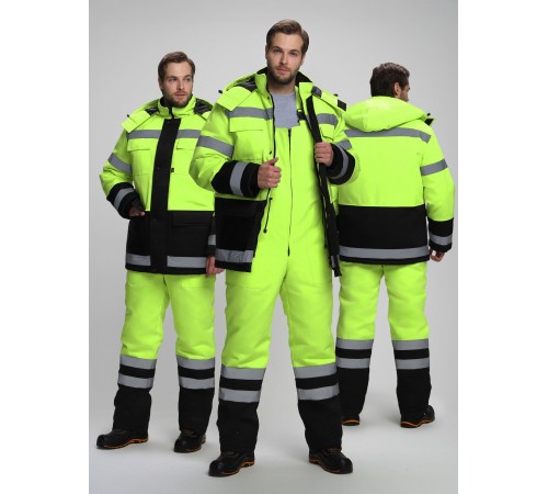 Костюм зимний Дорожник-Ультра (тк.Смесовая,210) п/к, лимонный/черный