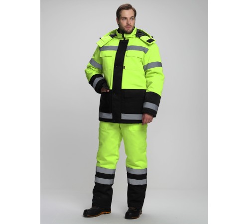 Костюм зимний Дорожник-Ультра (тк.Смесовая,210) п/к, лимонный/черный