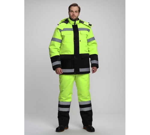 Костюм зимний Дорожник-Ультра (тк.Смесовая,210) п/к, лимонный/черный