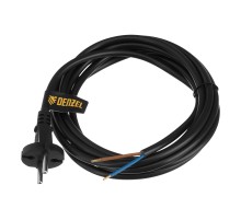 Шнур сетевой Energy Series, ПВС, 3 м, 2 x 1,5 мм, с неразборной вилкой, черный, Denzel