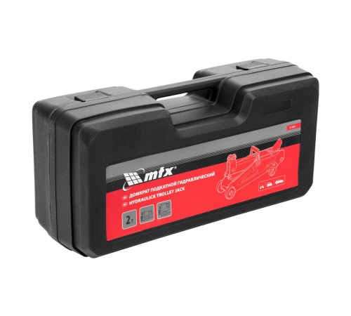 Домкрат гидравлический подкатной, 2 т, 140-340 мм, в пласт. кейсе MTX