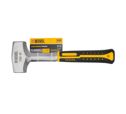 Кувалда 1 кг, цельнометаллическая, двухкомпонентная рукоятка Denzel