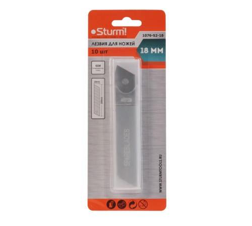 Лезвия для ножей, 18мм, 10 шт, Sturm!