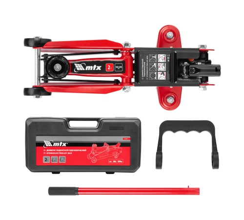 Домкрат гидравлический подкатной, 2 т, 140-340 мм, в пласт. кейсе MTX