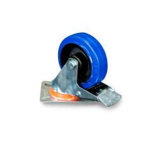 Колесо поворотное из эластичной резины MW70 100 мм с тормозом