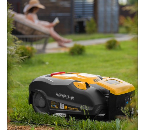 Робот-газонокосилка Grass Master 1000  1000м², 3Ач, 28V, LCD дисплей, Wi-Fi Denzel