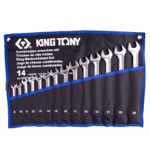 Набор комбинированных ключей, 8-24 мм, чехол из теторона, 14 предметов KING TONY 12D15MRN01 Набор комбинированных ключей, 8-24 мм, чехол из теторона, 14 предметов KING TONY 12D15MRN01