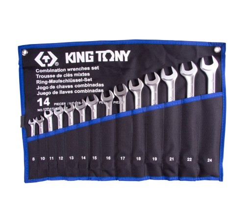 Набор комбинированных ключей, 8-24 мм, чехол из теторона, 14 предметов KING TONY 12D15MRN01 Набор комбинированных ключей, 8-24 мм, чехол из теторона, 14 предметов KING TONY 12D15MRN01