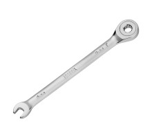 Ключ комбинированный трещоточный, 6 мм, CrV, матовый хром Denzel