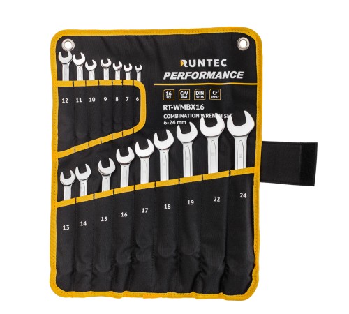 RUNTEC RT-WMBX16 Набор ключей комбинированных RUNTEC CrV 6-24 мм в сумке, 16 предметов