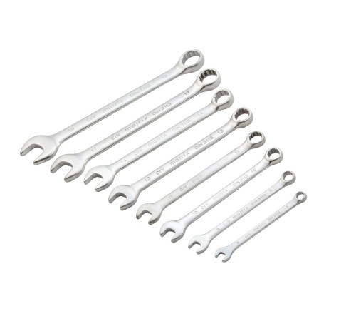 Набор ключей комбинированных, 6-19 мм, 8 шт, CrV, матовый хром Matrix