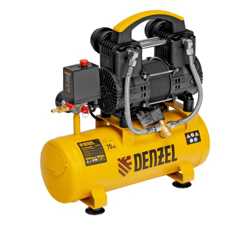 Компрессор безмасл. малошумный DLP-950/10, 950Вт,10 л, 2850 об/мин, 170 л/мин Denzel
