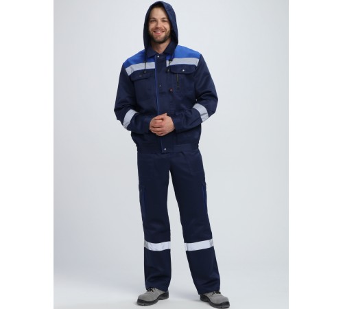Костюм Титан СОП с капюшоном (тк.Смесовая,210) п/к, т.синий/васильковый