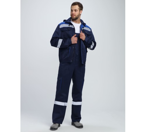 Костюм Титан СОП с капюшоном (тк.Смесовая,210) п/к, т.синий/васильковый