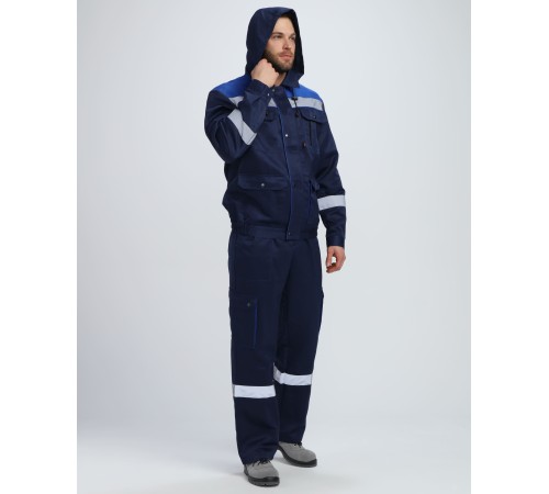Костюм Титан СОП с капюшоном (тк.Смесовая,210) п/к, т.синий/васильковый