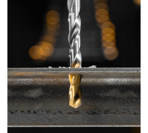 Набор сверл по металлу, 1-10 мм, Р6М5-TiN, Golden Tip, 10 шт Denzel