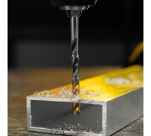 Сверло спиральное по металлу 5,5 x 93мм, Р6М5, Golden Tip, многогранная заточка Denzel