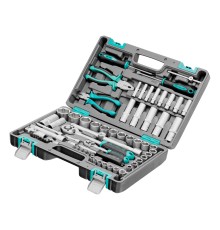 Набор инструментов, 1/2", 1/4", CrV, пластиковый кейс 69 предметов Stels Набор инструментов, 1/2", 1/4", CrV, пластиковый кейс 69 предметов Stels