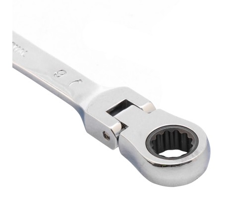 Ключ комбинированный трещоточный, 9 мм, CrV, шарнирный, зеркальный хром Matrix