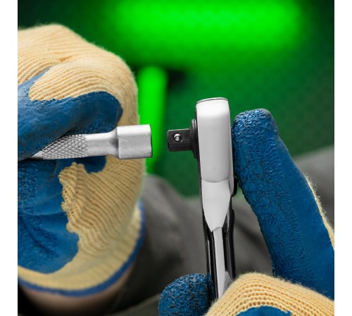 Ключ-трещотка 1/4", 45 зубьев, цельнометаллический, с быстрым сбросом, CrV, хром Сибртех