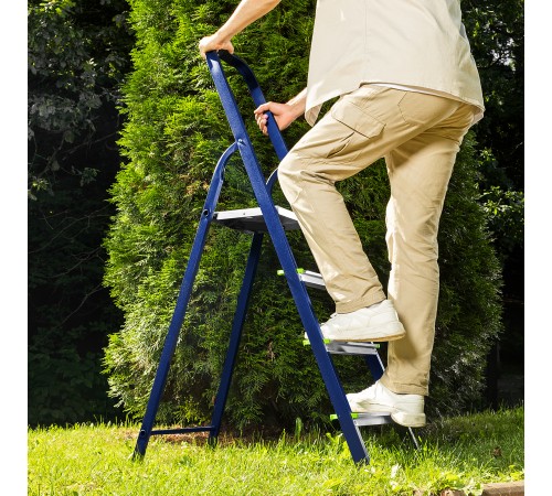 Стремянка, 4 ступени, стальной профиль, алюминиевые ступени Сибртех