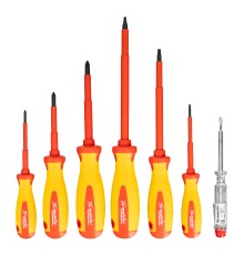 Набор диэлектрических отверток 7 шт, до 1000 В, пробник электрический до 250 В, двухкомпонентные рукоятки Matrix Professional