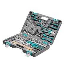 Набор инструментов, 1/2", 1/4", CrV, 12 гранные головки, пластиковый кейс, 76 предметов Stels