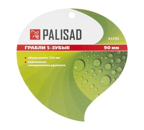 Грабли 5 - зубые, 90 х 330 мм, стальные, деревянная рукоятка, Classic, Palisad Грабли 5 - зубые, 90 х 330 мм, стальные, деревянная рукоятка, Classic, Palisad