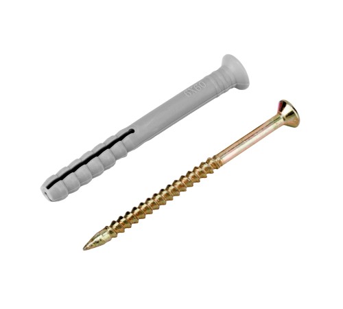 Дюбель-гвоздь полипропиленовый с потайным бортиком 6 х 60 мм, 200 шт Сибртех