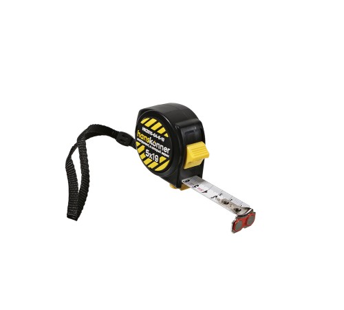 Рулетка 5x19мм, 2 стопа, компактн. корпус, 2 стопа,мощный магнит, Hanskonner