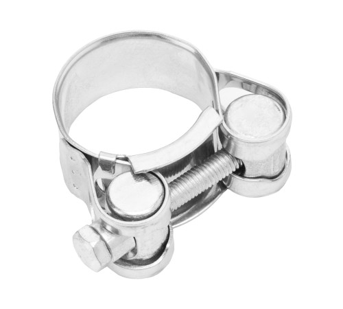 Хомуты металлические, силовые 26-28 мм, ширина 18 мм, шарнирный, W1, 2 шт Сибртех