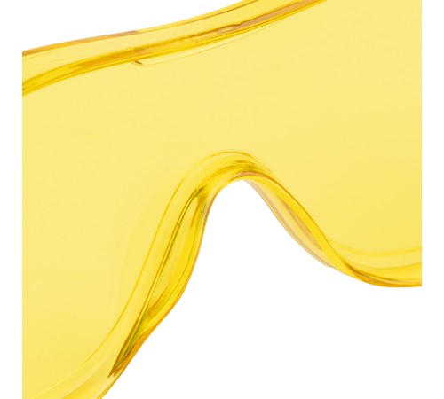 Очки защитные открытые, поликарбонатные, увеличенная желтая линза, регулируемые дужки Denzel