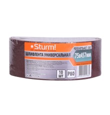 Шлифлента, 75x457мм, Р80, 10 шт, Sturm!