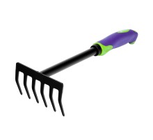 Грабли 6-зубые, 110х300 мм, стальные, обрезиненная эргономичная рукоятка, LSR1 Palisad