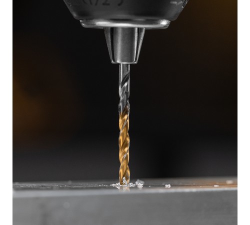 Сверло спиральное по металлу 3 x 60 мм, Р6М5, Golden Tip , 2шт. Denzel