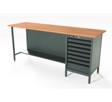 RUNTEC RTS20F-TS7-NS-7016 Верстак серии Standart, 2000 мм, фанера, тумба с дверью, серый RAL 7016