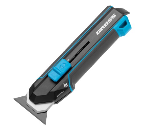 Нож-скребок выдвижной, 19мм, сменное лезвие, SK2, 5 запас. лезвий, алюмин. корпус GROSS