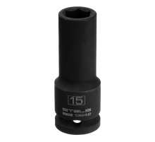 Головка ударная удлиненная шестигранная, 15 мм, 1/2, CrMo Stels