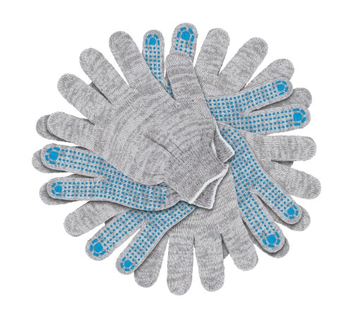 Перчатки трикотажные, х/б, 200 пар, ПВХ точка, 4 нити, 10 класс Сибртех